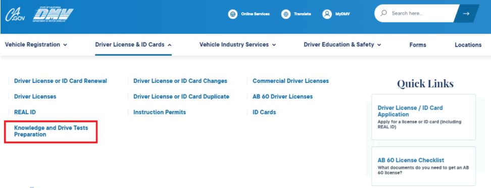 take california drivers test online